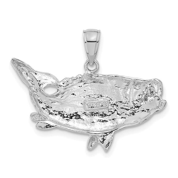 14k White Gold Largemouth Bass Pendant